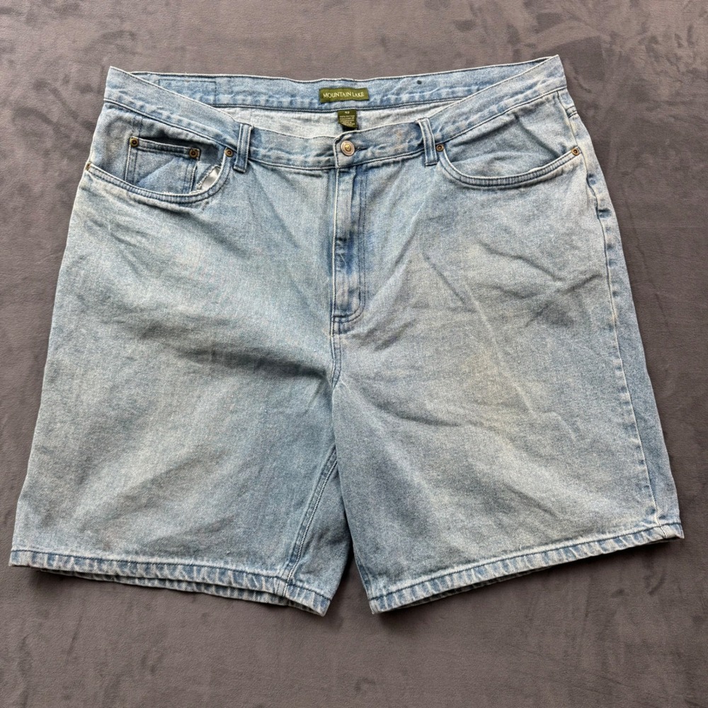 Mountain Lake Mens Denim Shorts Light Wash Blue Cotton Size 42 Relaxed Fit
